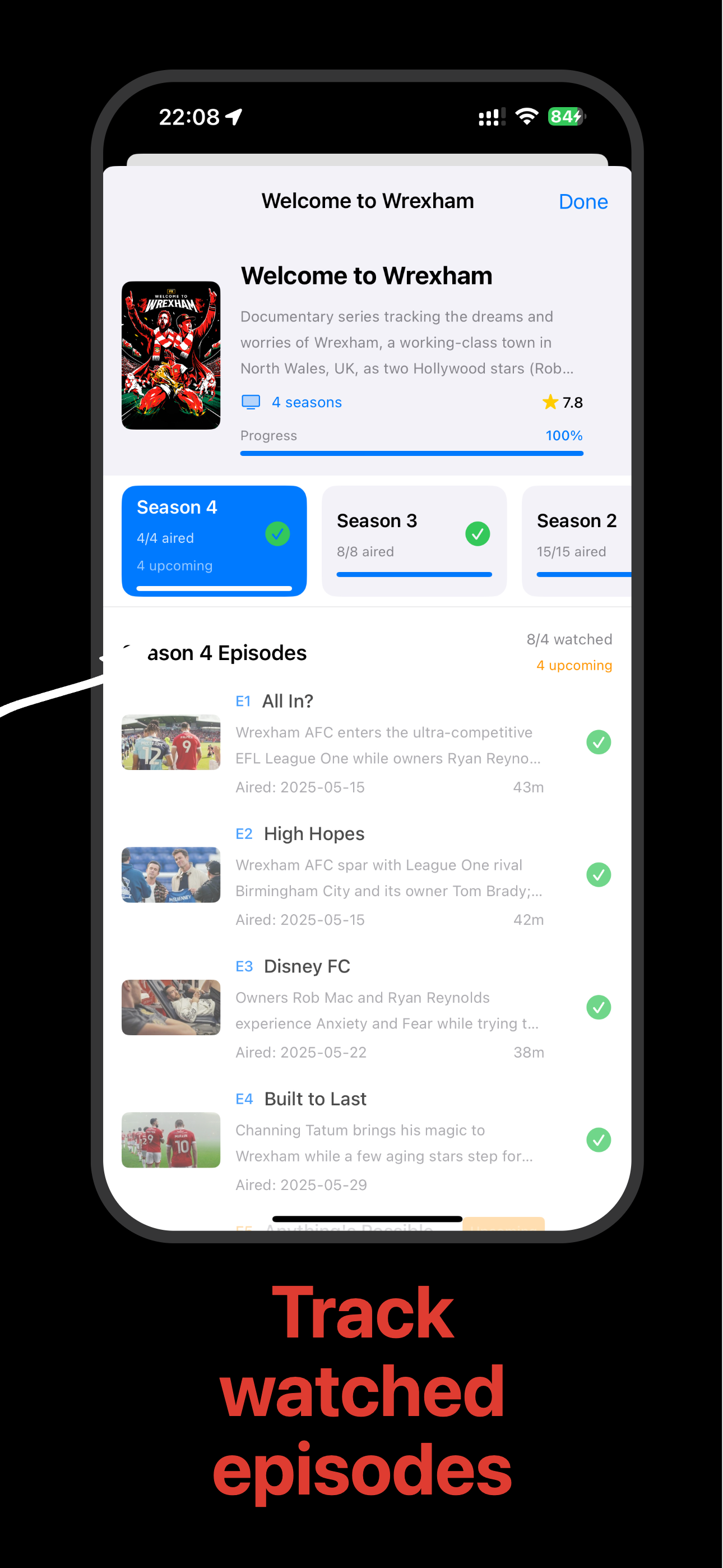 Episode list screen